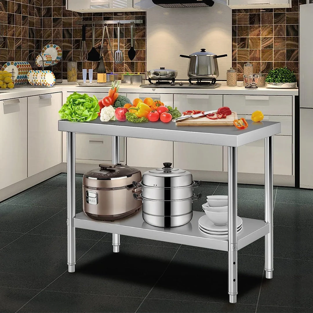 Mesa de Trabajo de Acero Inoxidable de 2 Niveles 80*50*120cm L-120 - Image 3