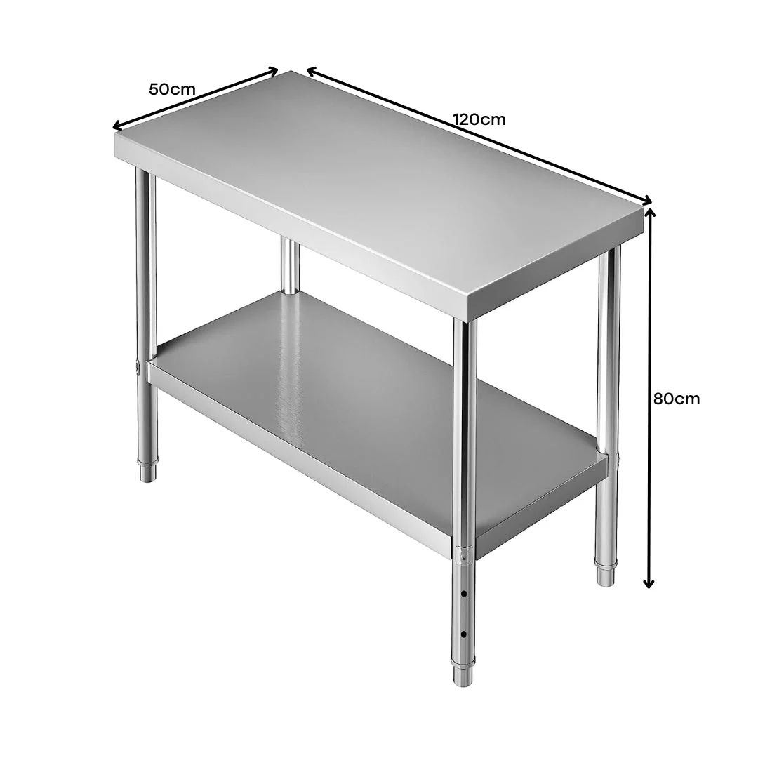 Mesa de Trabajo de Acero Inoxidable de 2 Niveles 80*50*120cm L-120 - Image 5
