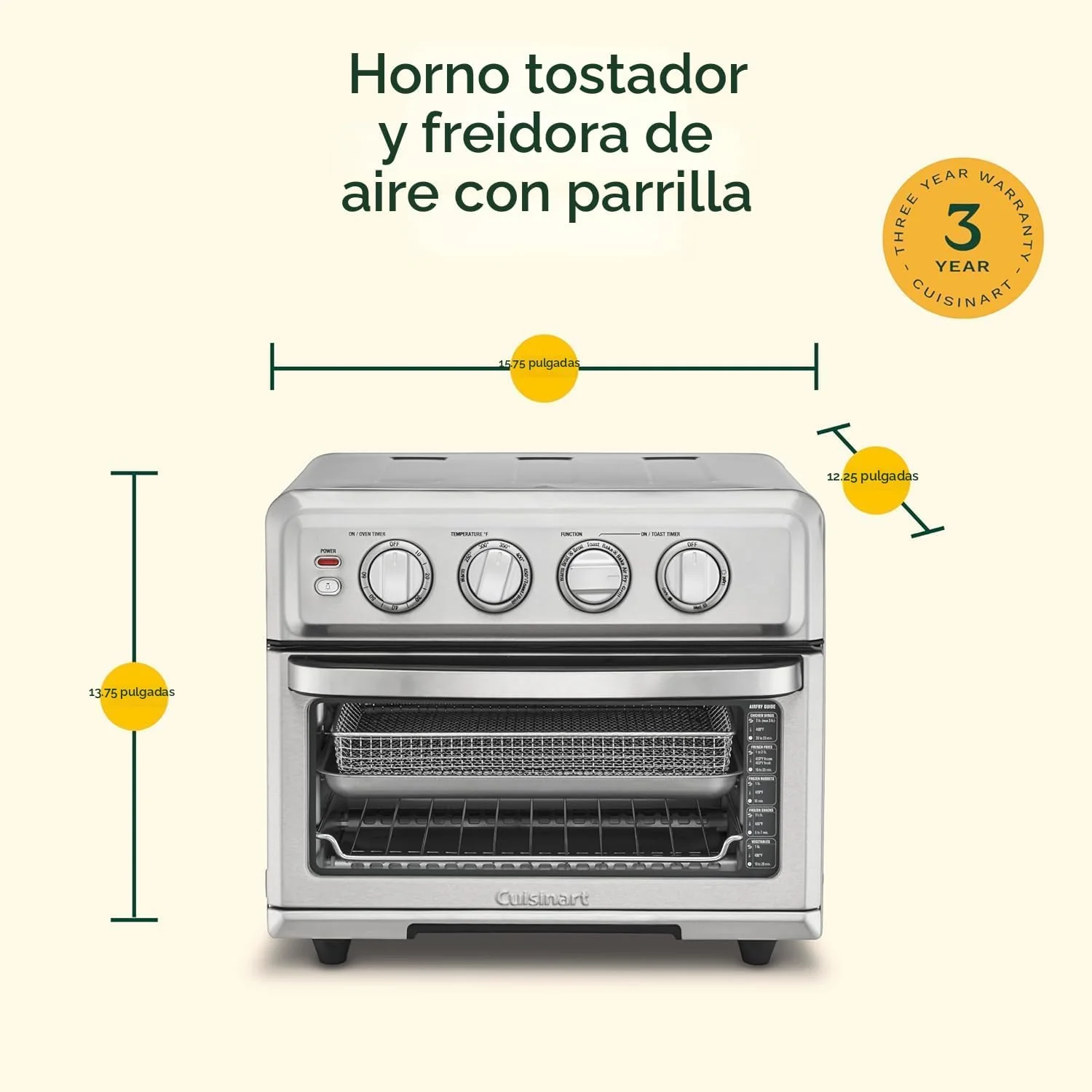 Horno Tostador con Freidora de Aire 8 en 1 1800W 70L Cuisinart TOA-70NAS - Image 5