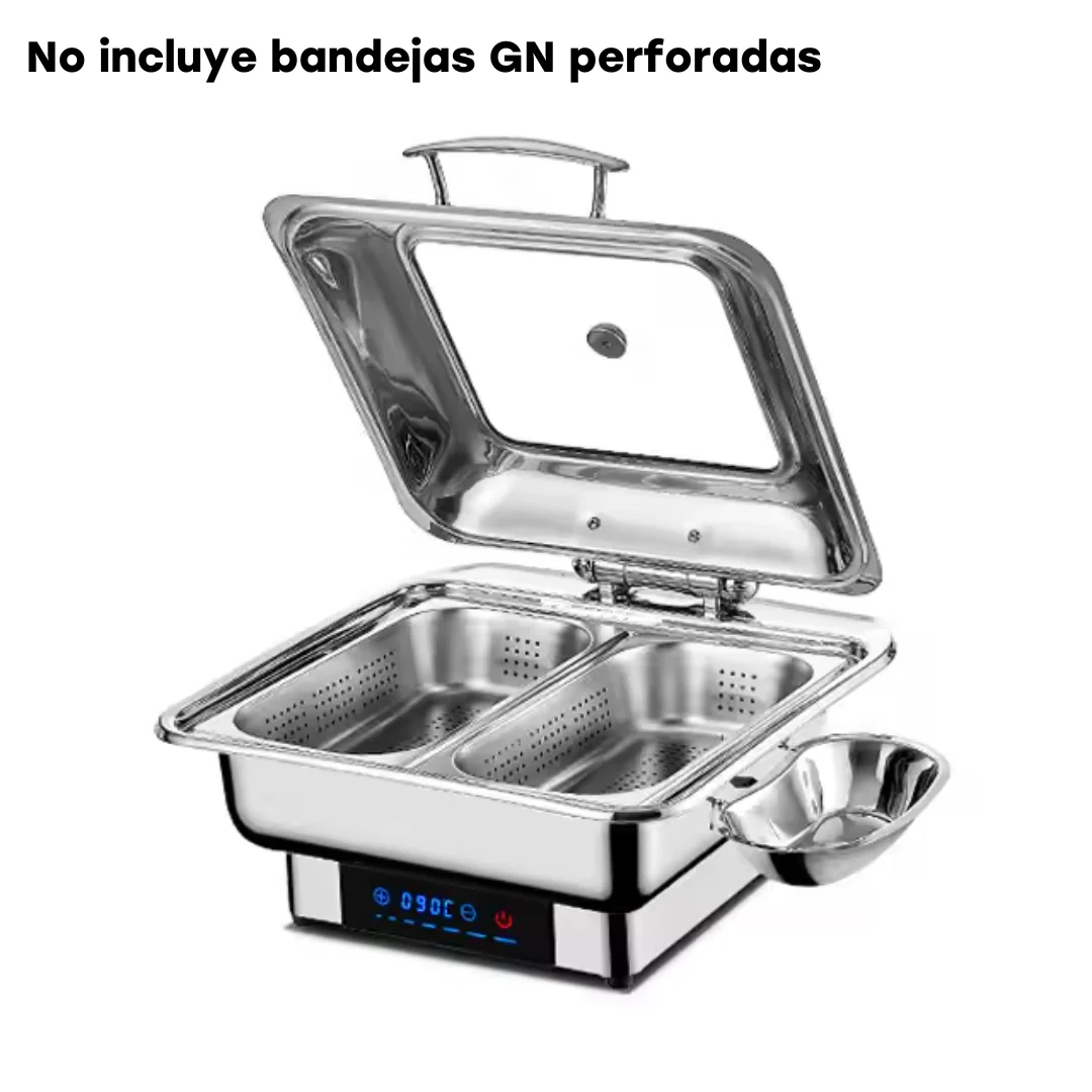 Chafing Dish Cuadrado Eléctrico en Acero Inoxidable 6 Litros 600W 430705 - Image 2