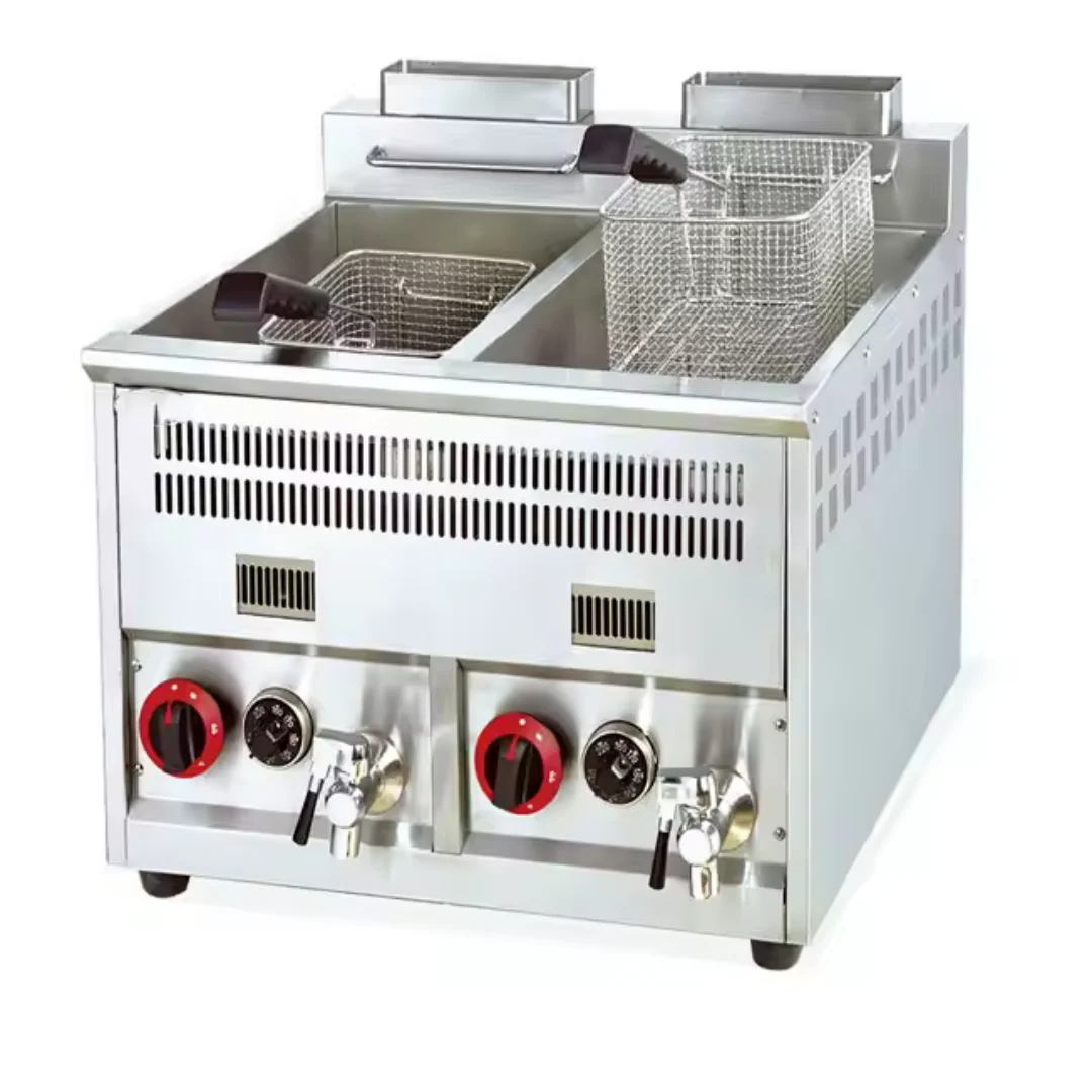 Freidora a Gas 8+8L con Drenaje & Termostato 610*660*550mm HGF-72B - Image 2