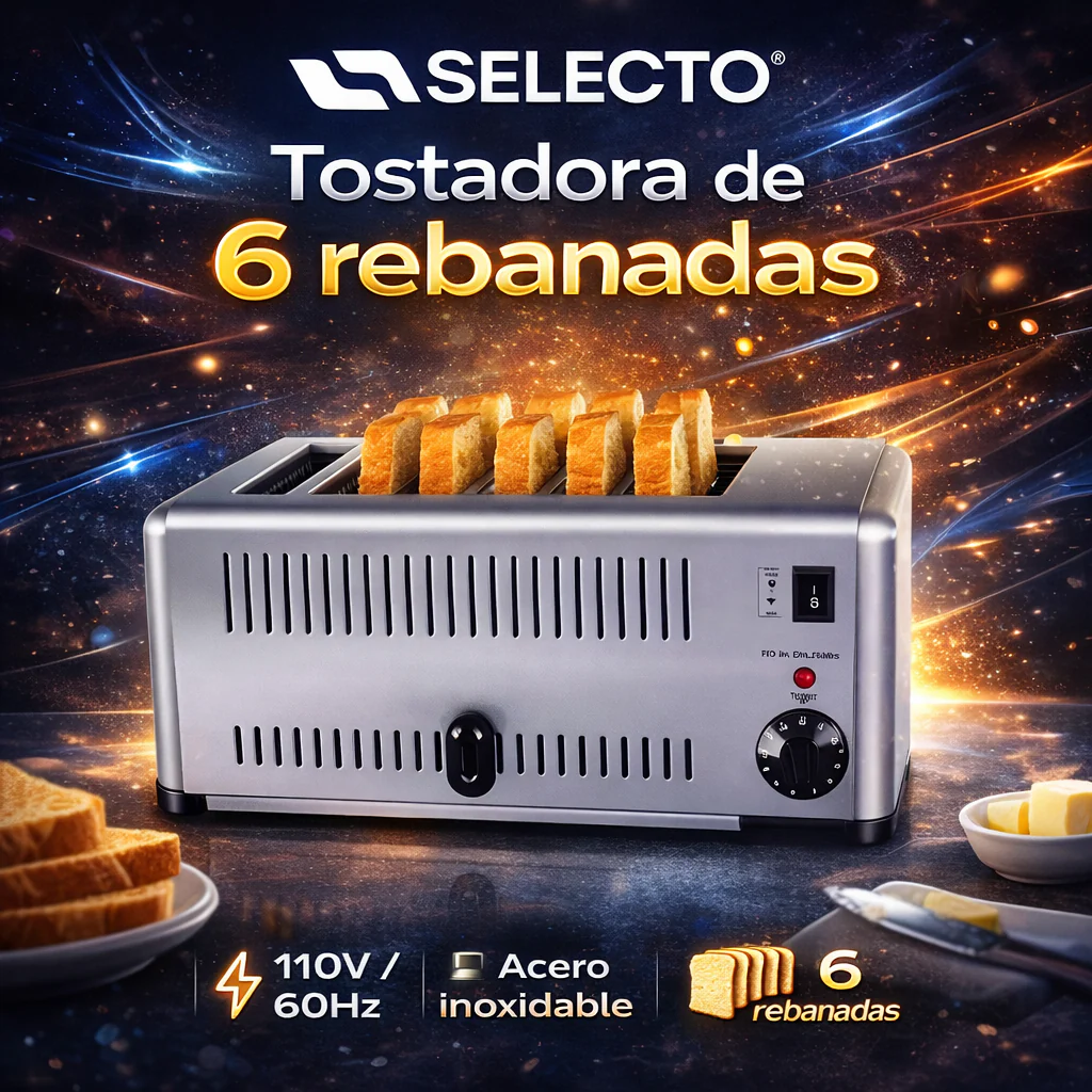 Tostadora de Pan 6 Rebanadas Eléctrica 110V/60Hz HET-6