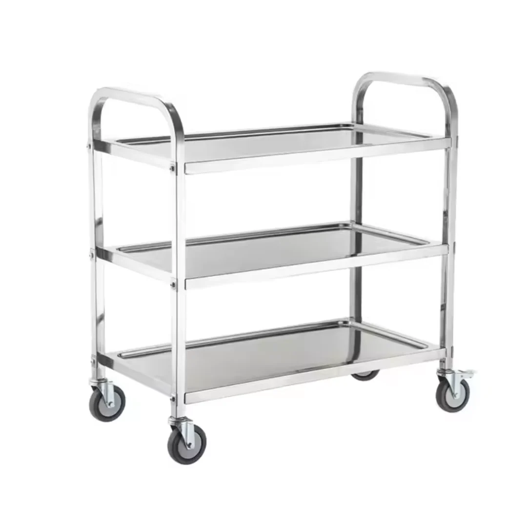 Carrito de Acero Inoxidable de 3 Niveles con Ruedas & Frenos 150kg 100202