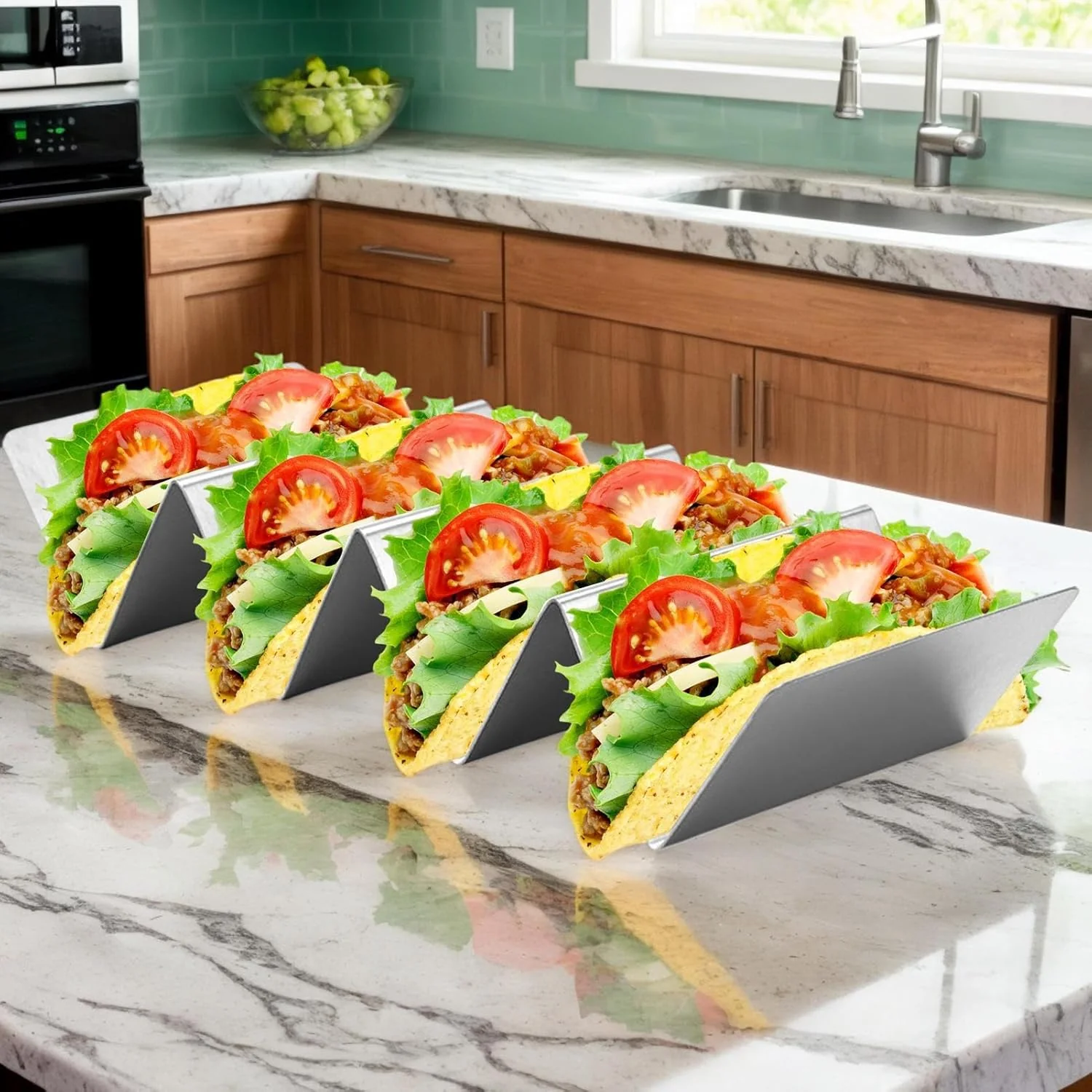 Soporte para Tacos 4 Compartimientos de Acero Inoxidable 500703 - Image 3