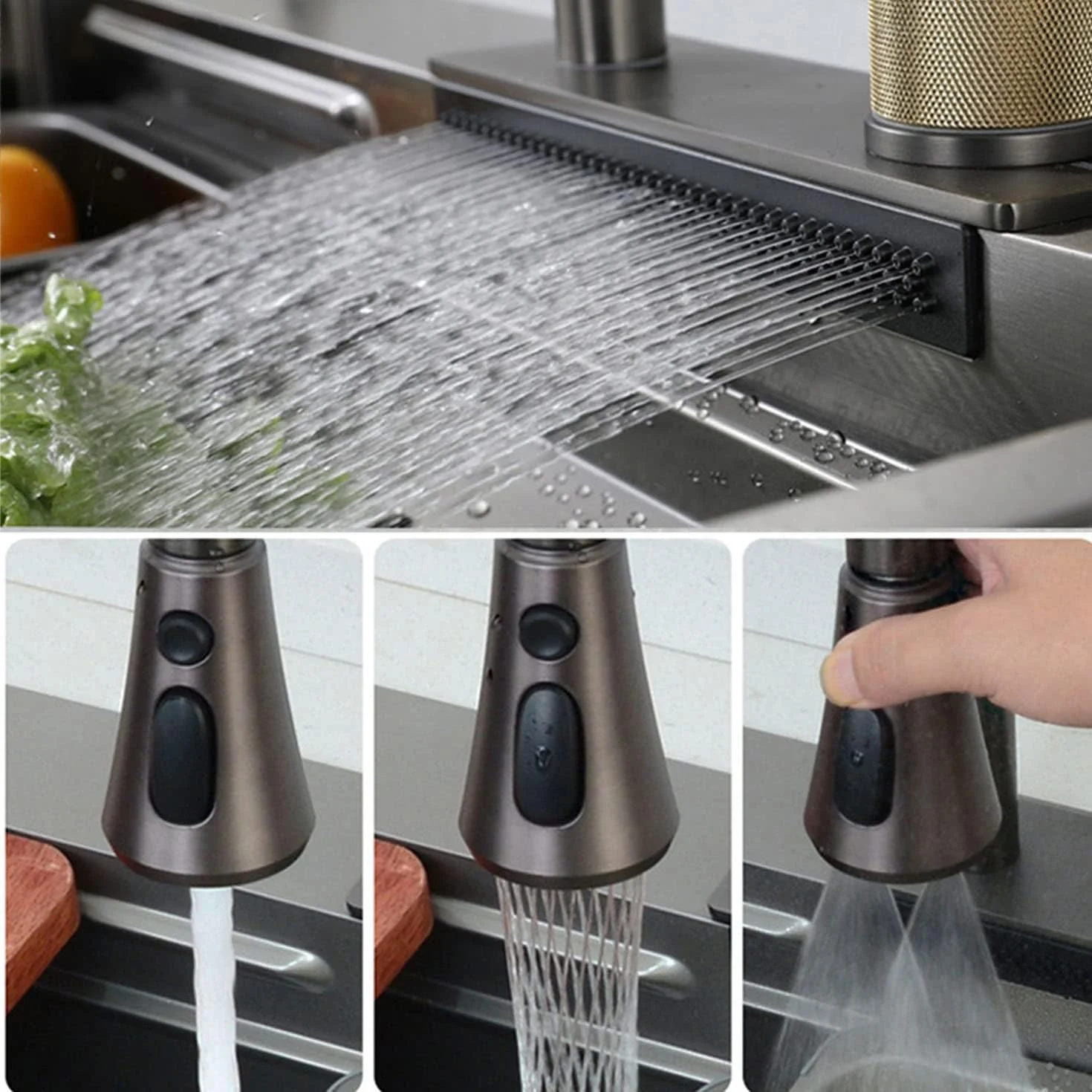 Fregador de Acero Inoxidable 304 1 Tina 3en1 750*450*220mm LS-7545FA - Image 5