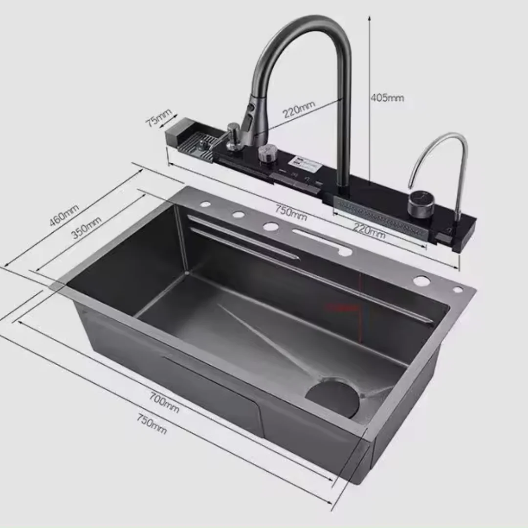Fregador de Acero Inoxidable 304 1 Tina 5en1 750*460*220mm LS-7545B5 - Image 8