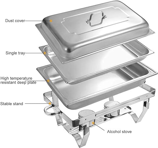 Chafing Dish Rectangular de Acero Inoxidable 11 Litros CHAF-11 - Image 5