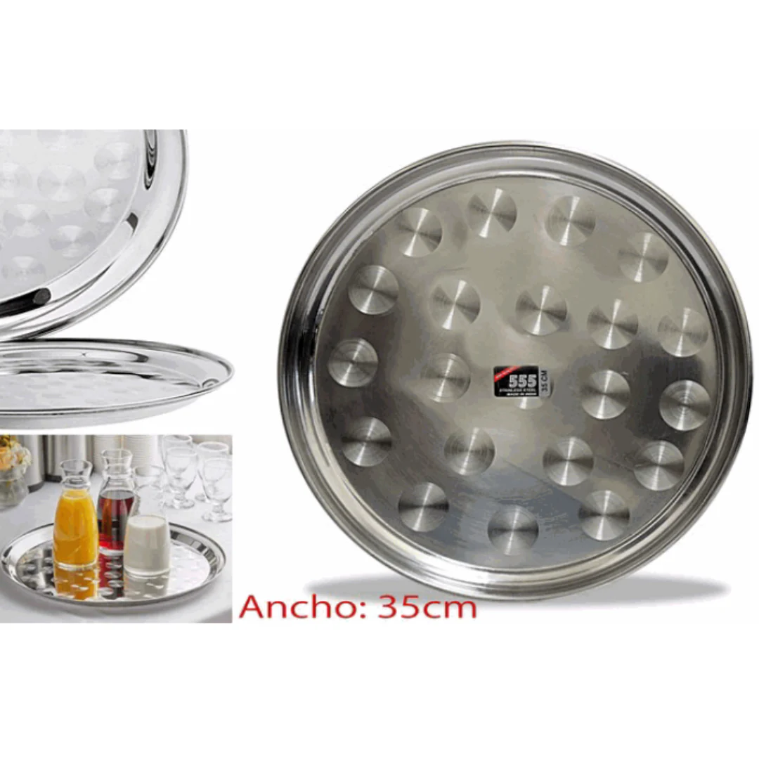 Bandeja Redondo de 35cm en Acero Inoxidable 555 MI-4046