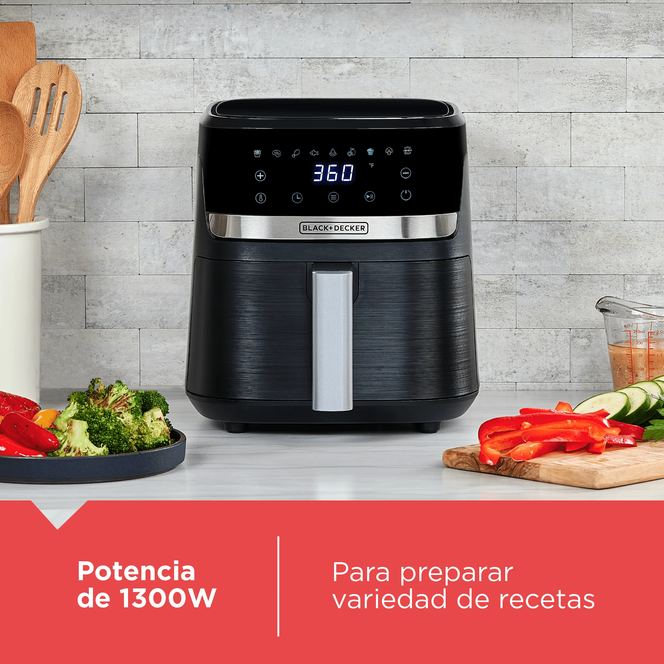 Freidora de Aire 5.5L Purifry 9 Funciones en 1 Black and Decker AFBD62-1BDLA - Image 2
