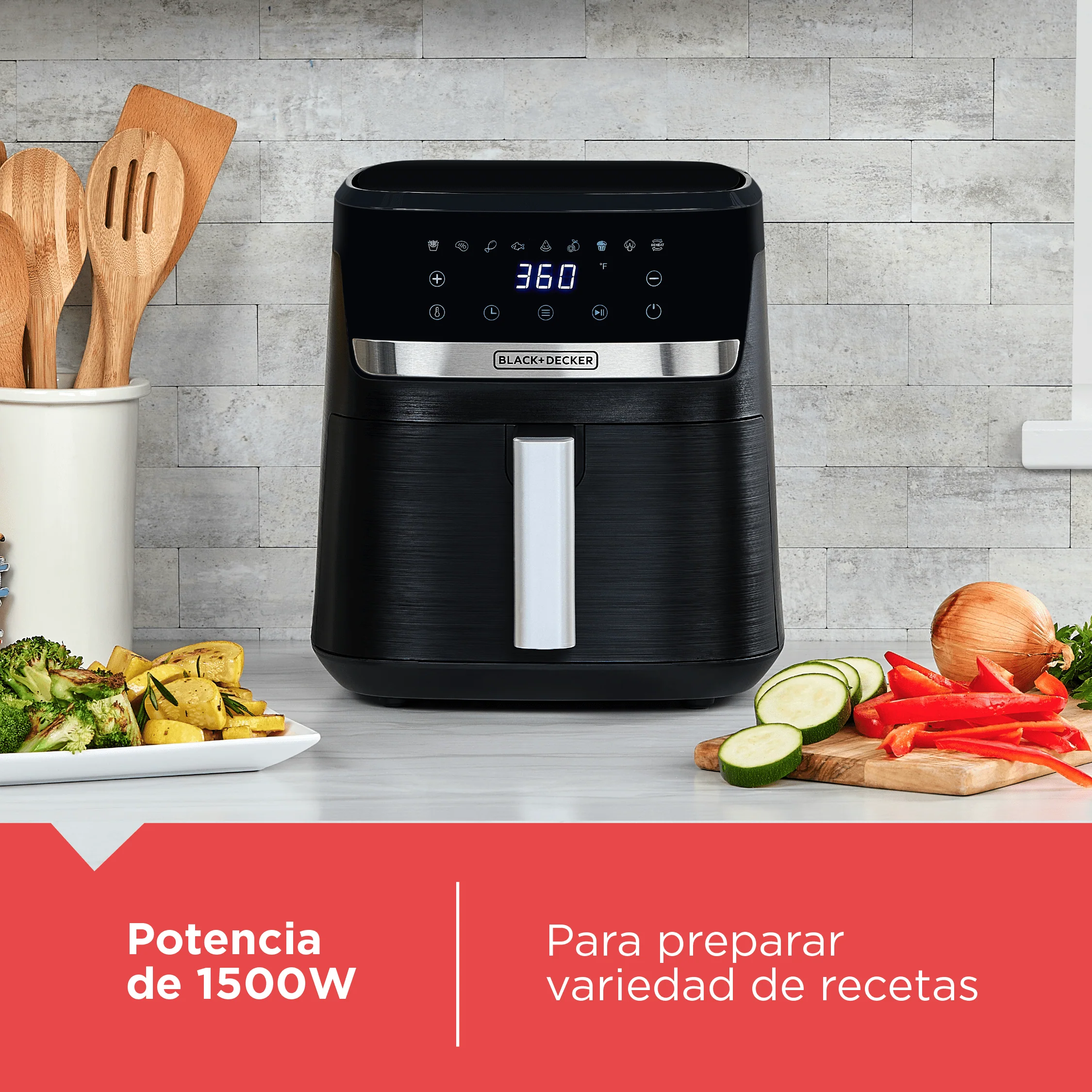 Freidora de Aire 5.5L Purifry 9 Funciones en 1 Black and Decker AFBD62-1BDLA - Image 3