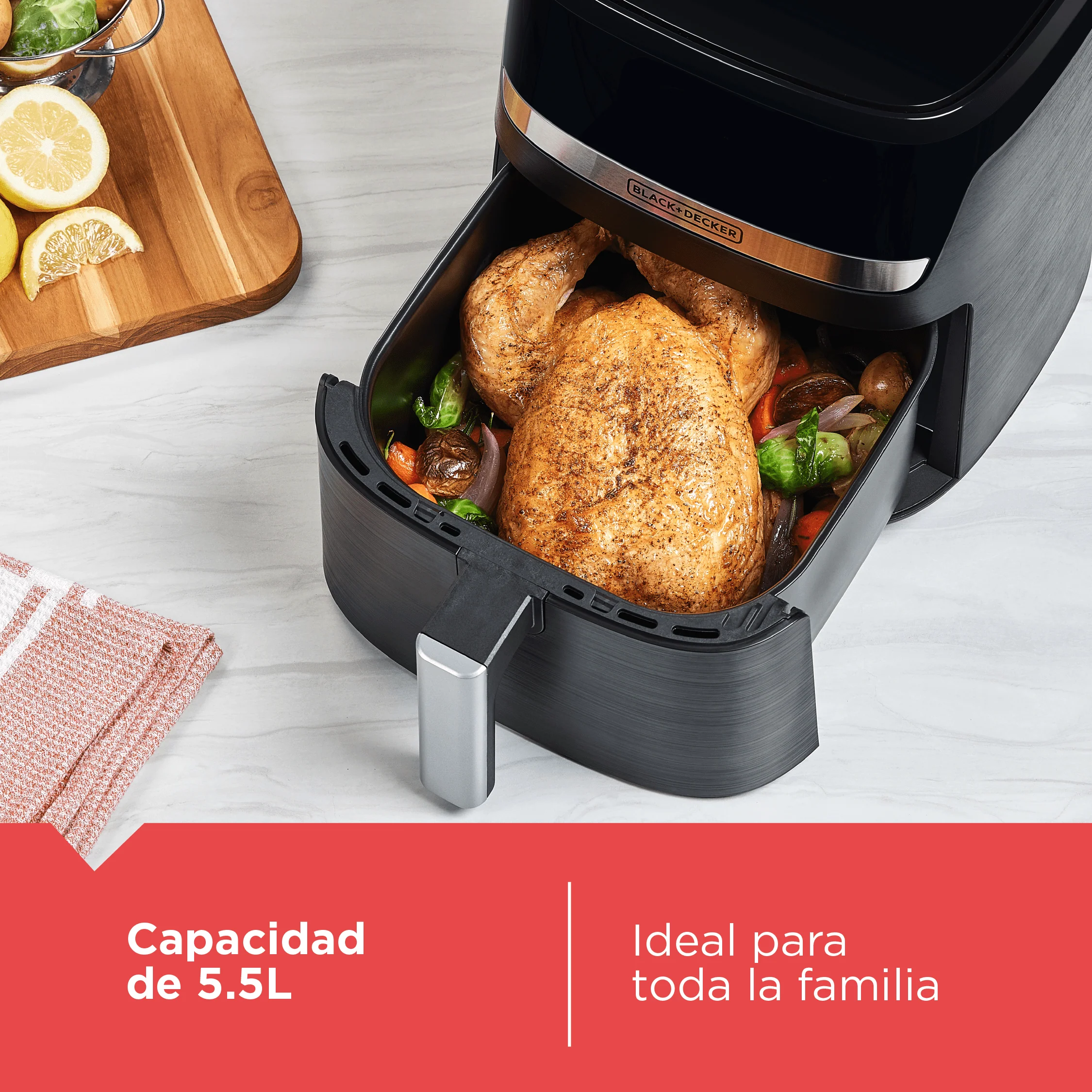 Freidora de Aire 5.5L Purifry 9 Funciones en 1 Black and Decker AFBD62-1BDLA - Image 5