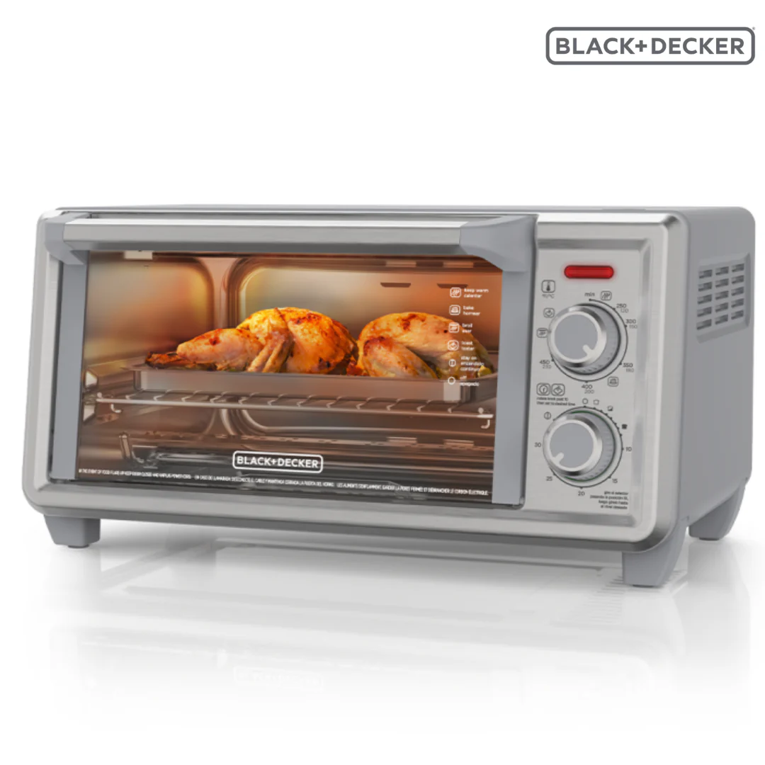 Horno Tostador Freidora de Aiere 1150W Capacidad para 4 Rebanadas Black and Decker TO4120-1SDLA Tostahorno.