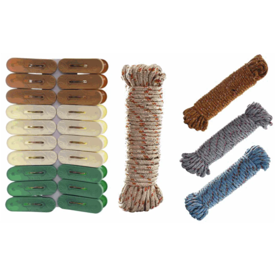 Horquillas de Ropa + Soga de Tela 89514