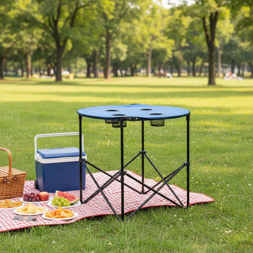 Mesa Playera Redonda Plegable 71x71x61cm 4 Colores Disponibles NS429584 - Image 4