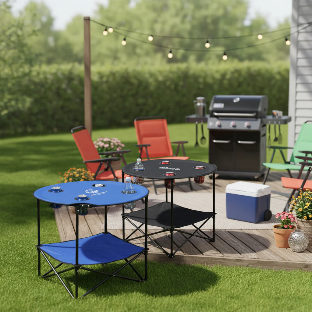Mesa Playera Redonda Plegable 71x71x61cm 4 Colores Disponibles NS429584 - Image 5
