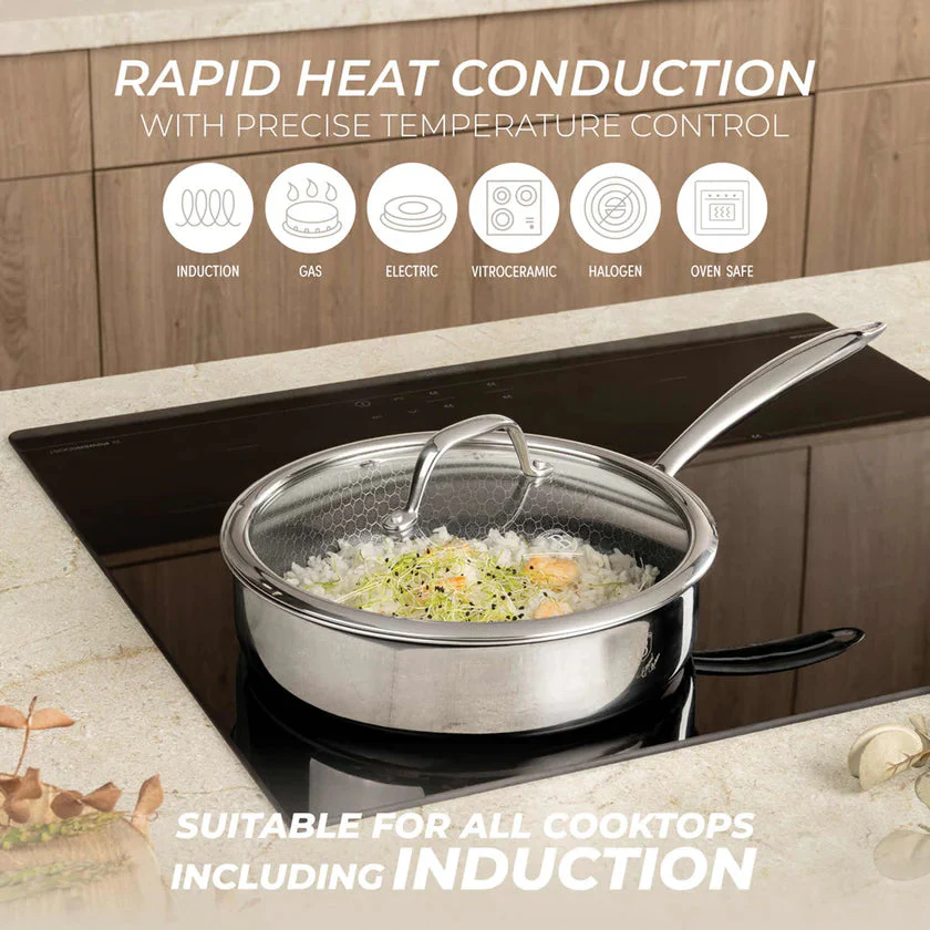 Sartén Hondo de Acero Inoxidable con Tapa de Vidrio 24cm Berlinger Haus - Image 2