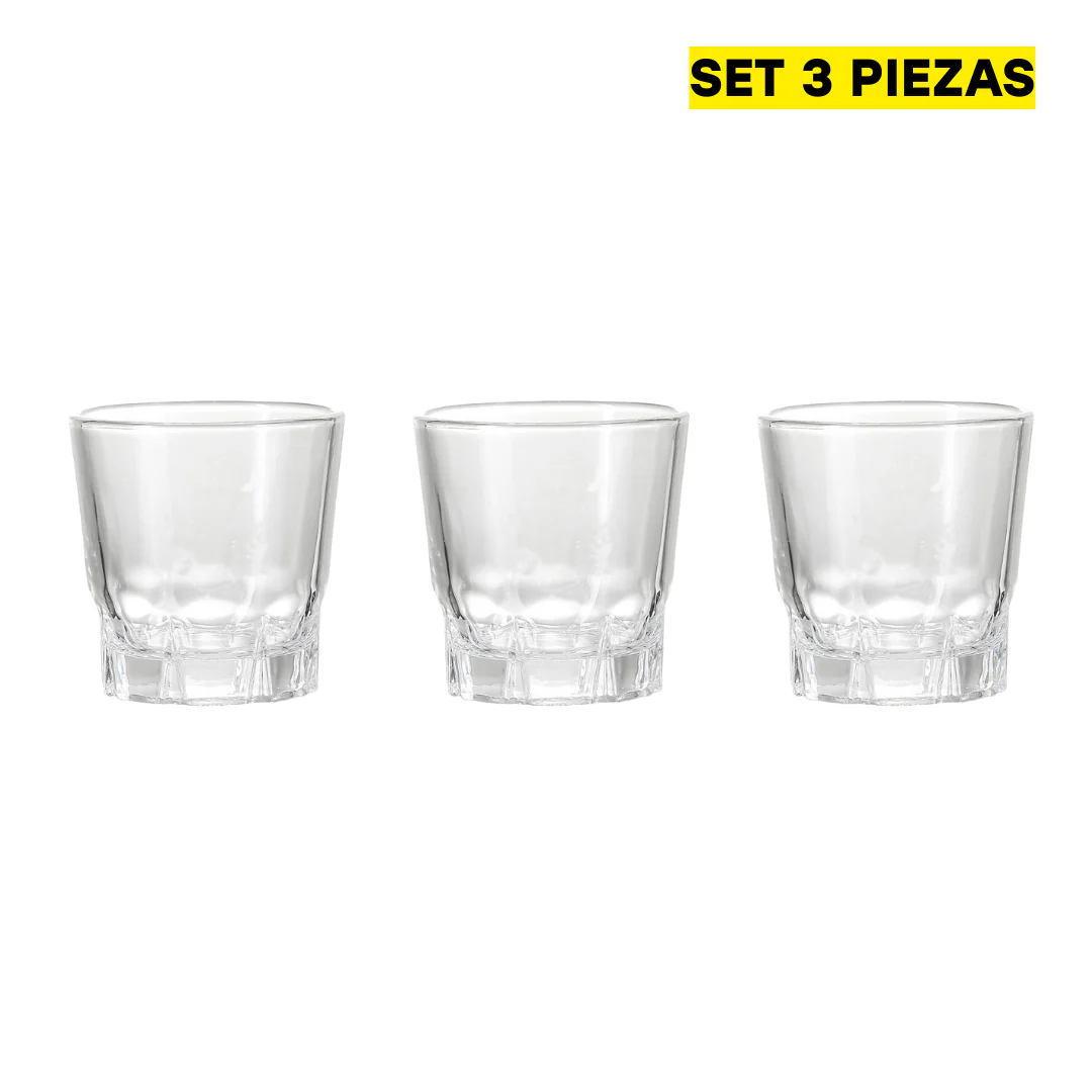 Set 3 Vasos de Vidrio 290ml para Whisky Lotus LHC-3SET-WH