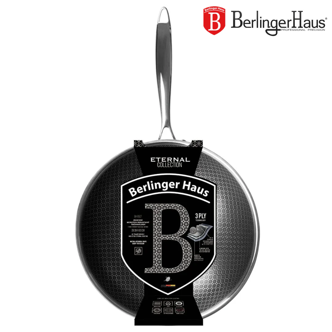 Wok de Acero Inoxidable 28cm Eternal Collection Berlinger Haus BH-8507N Sartén.