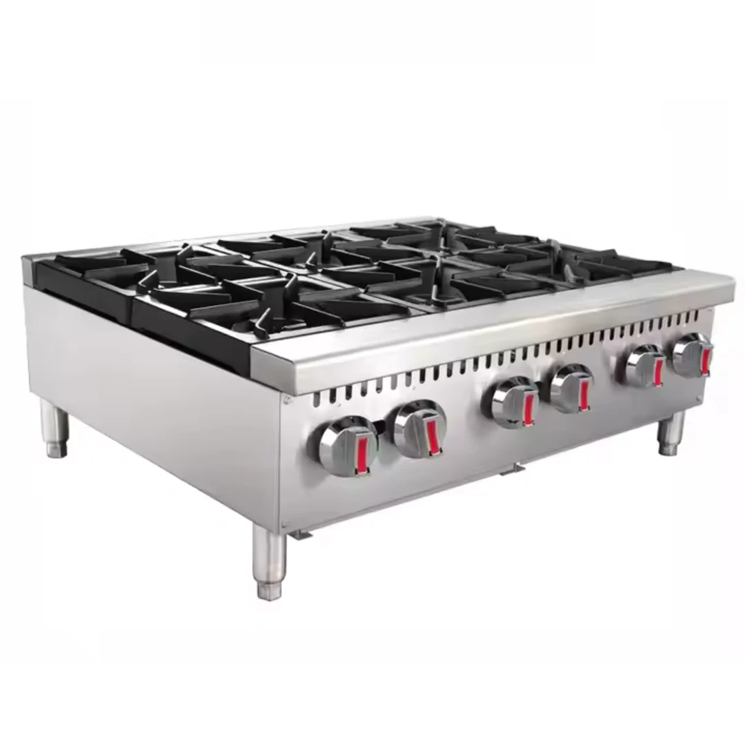 (DE USO PROFESIONAL) Estufa de Sobremesa de 6 Quemadores en Acero Inoxidable 36"/90cm HWS-6