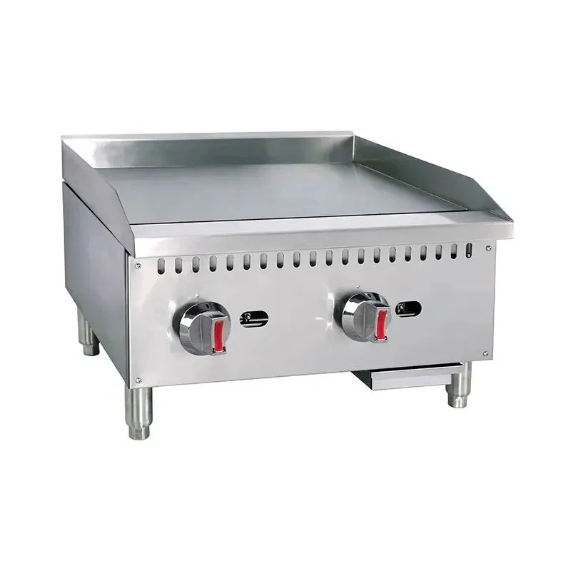 (DE USO PROFESIONAL) Plancha a Gas Industrial de Acero Inoxidable 2 Quemadores 24"/60cm HLRG-600