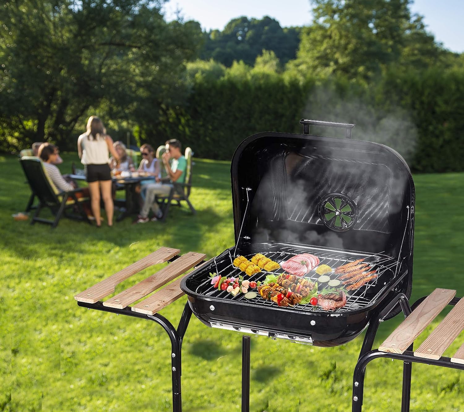 Asador Parrilla Barbacoa a Carbón con Rueditas 18" BP-2086 BBQ. - Image 2
