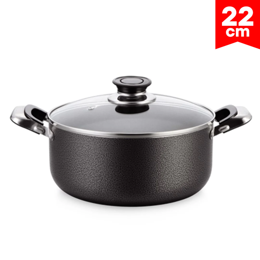 Olla de Aluminio con Tapa de Vidrio 22cm Lotus LHC-2022