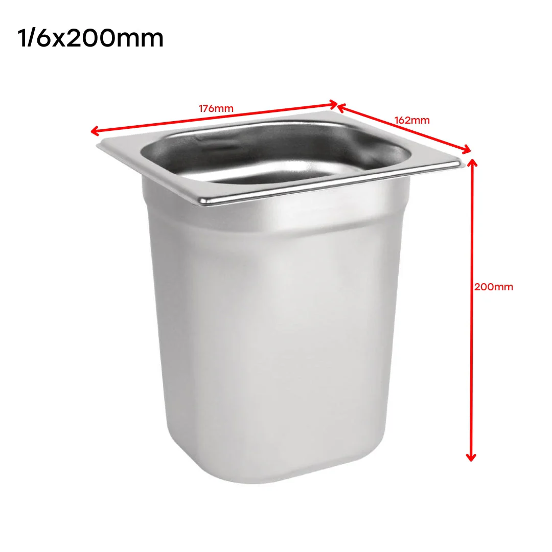 Bandeja GN Pan de Acero Inoxidable 1/6x200mm 176*162*200mm H5426