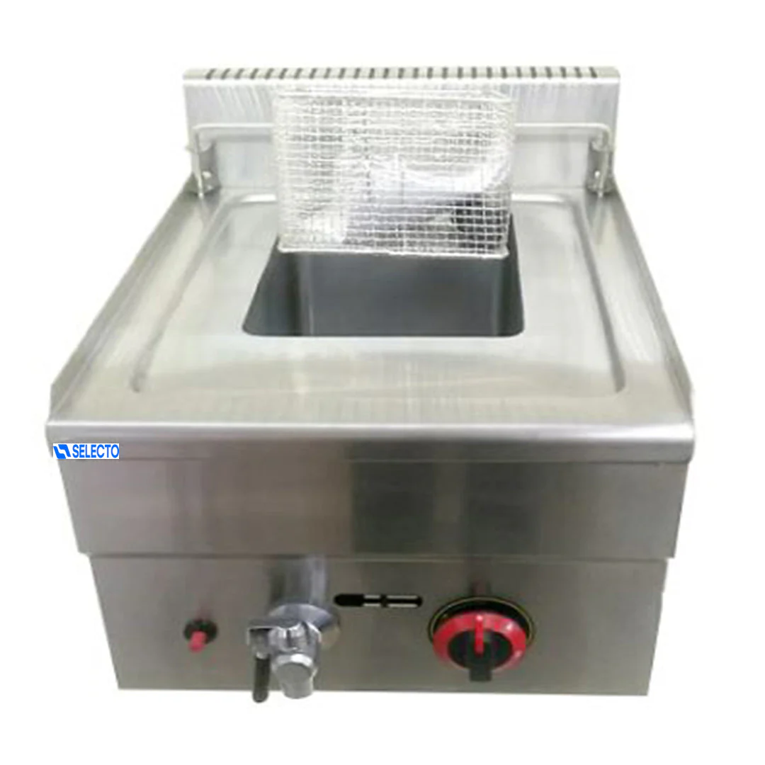 Freidora de Acero Inoxidable a Gas 16 Litros con Drenaje HGF-161L