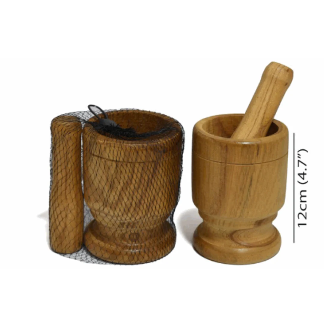 Mortero Majador de Ajo de Madera 8.6x12cm PT-006 - Image 2