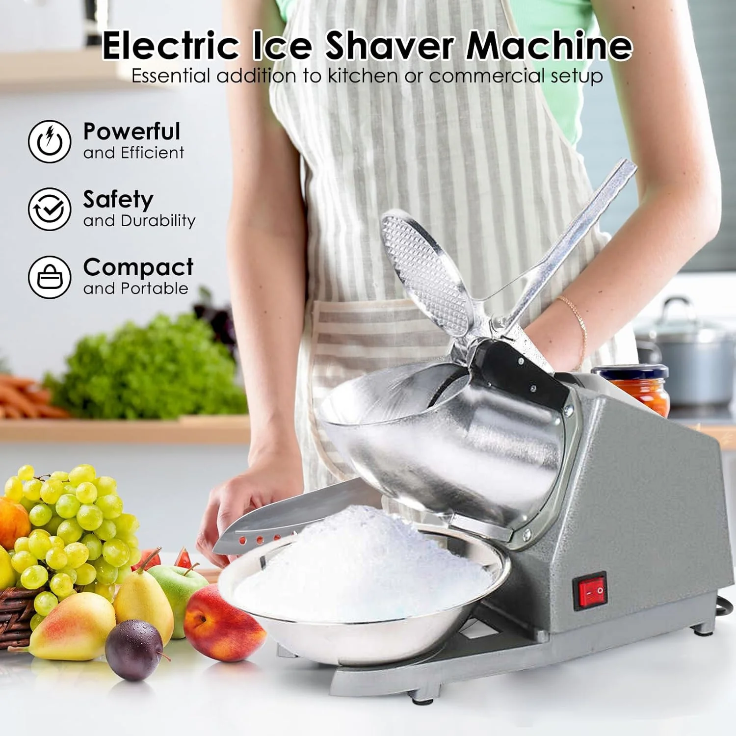 Máquina Trituradora de Hielo Eléctrica para Raspado 300W 97848 - Image 2