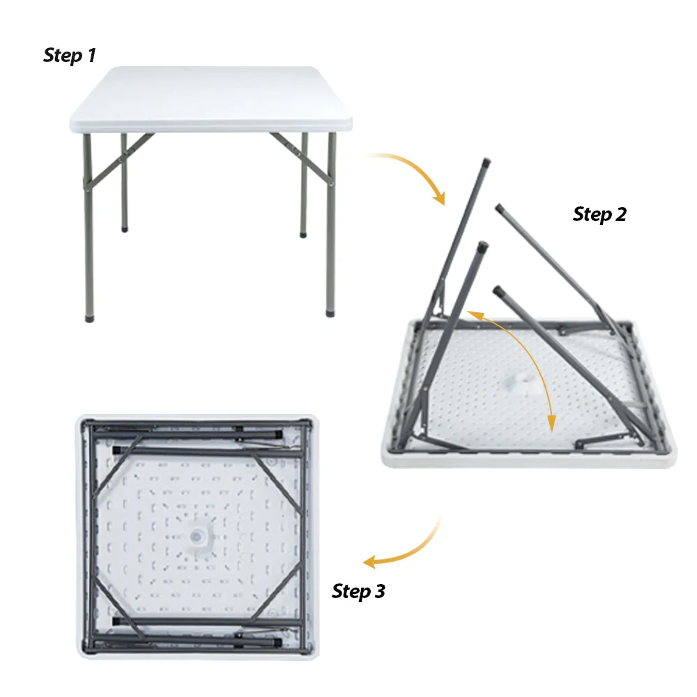 Mesa Plástica Plegable Cuadrada 83x74cm Con Marco De Acero Revestido BSL-F87 - Image 3