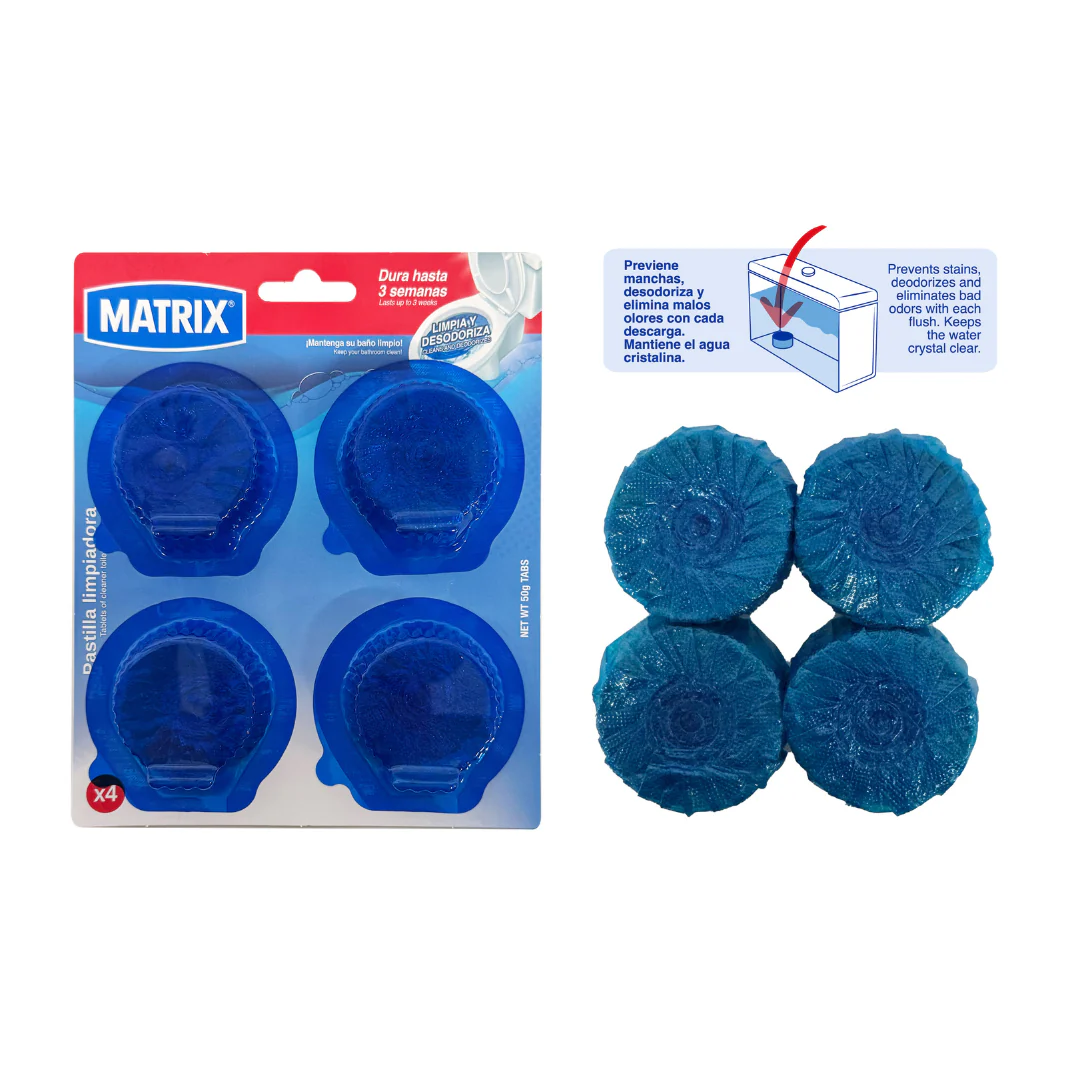 Paquete de 4 Pastillas para Inodoro Matrix A414-M1303 Baño.