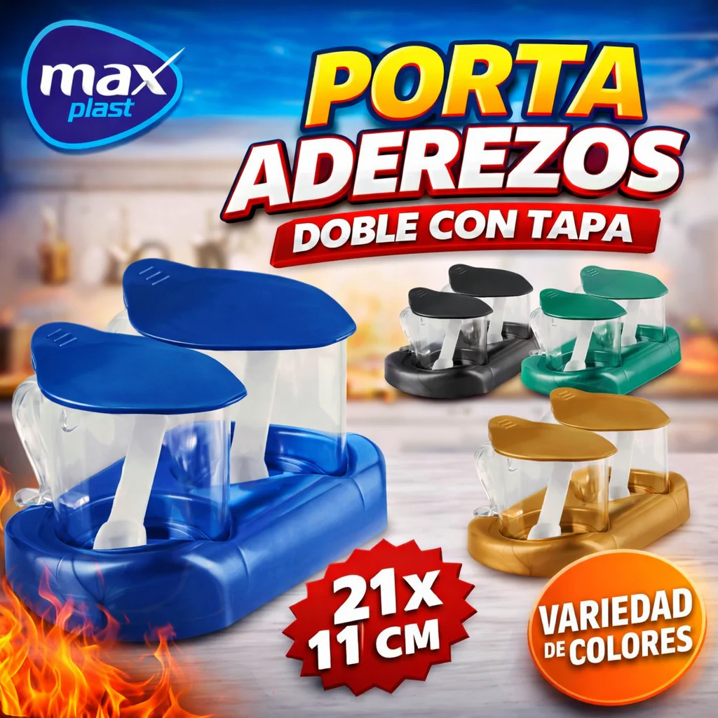 Set 2 Envases Plásticos Libre de PBA Max Plast MAX-1690 sal. condimento.