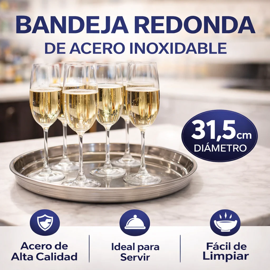 Bandeja Redonda de Acero Inoxidable 31.5x3cm PBR1124-32