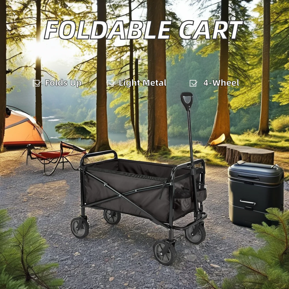 Carro Carrito Plegable Negro Multiuso 80x48x48cm NVC25081945