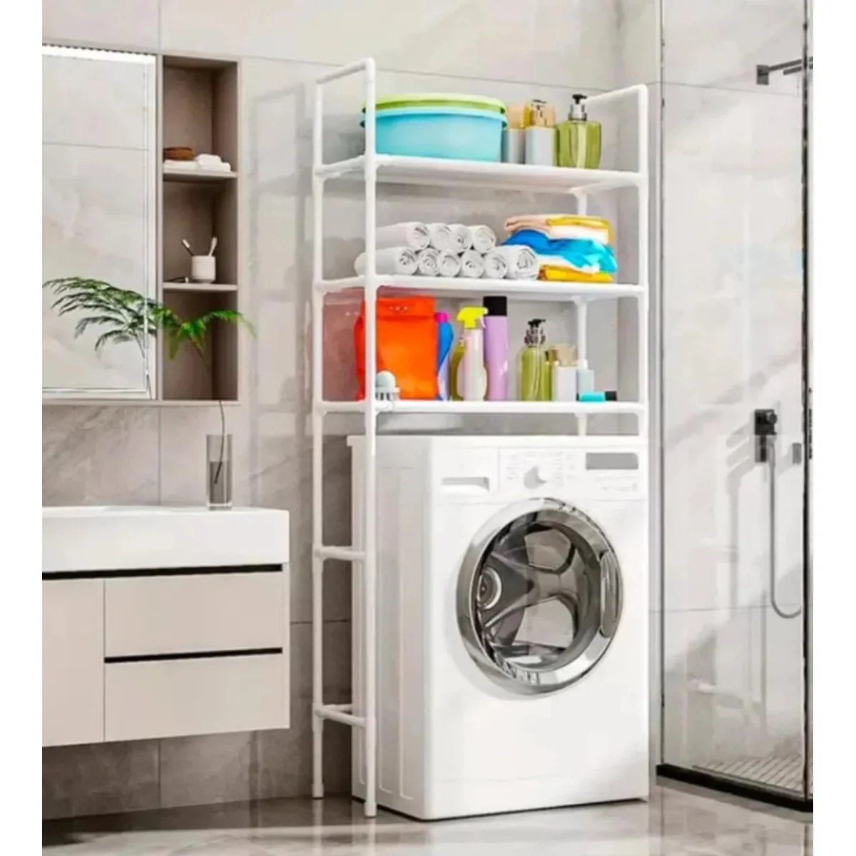 Estante Organizador para Lavandería Metal Blanco 155x72cm NS432703
