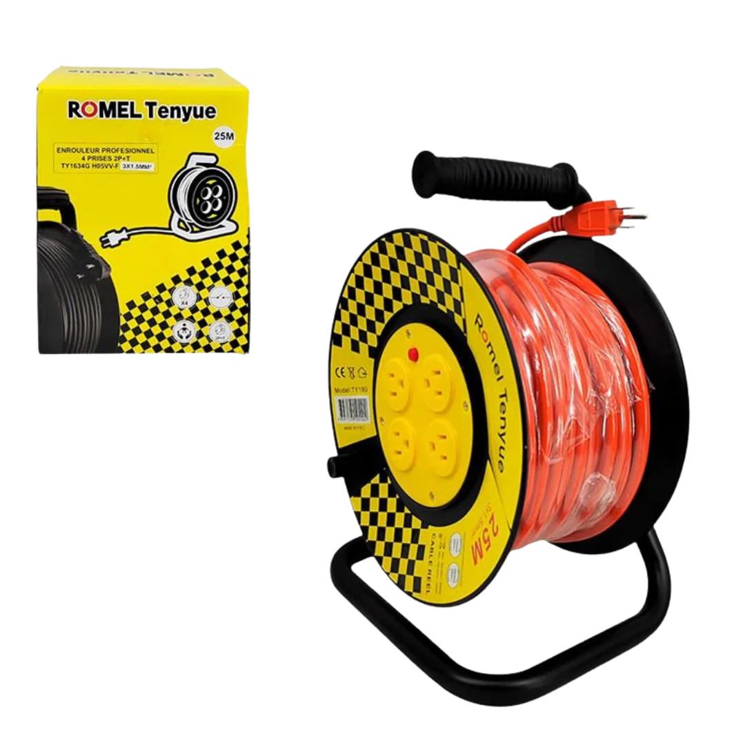 Extensión Eléctrica Enrollable con Base 25mts FSK11442