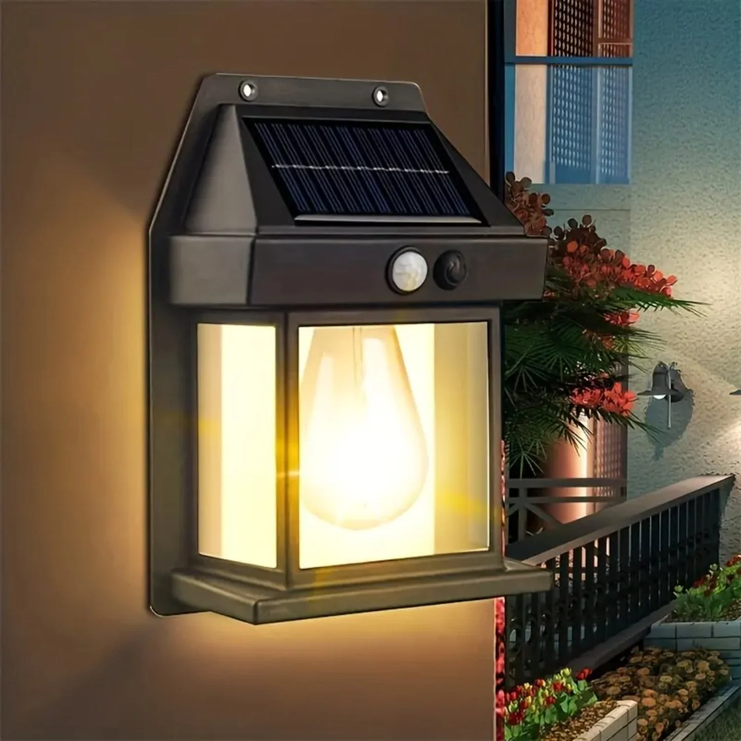 Lampara de Pared para Exterior 1 LED con Panel Solar con Sensor de Movimientos 17x12cm 88369