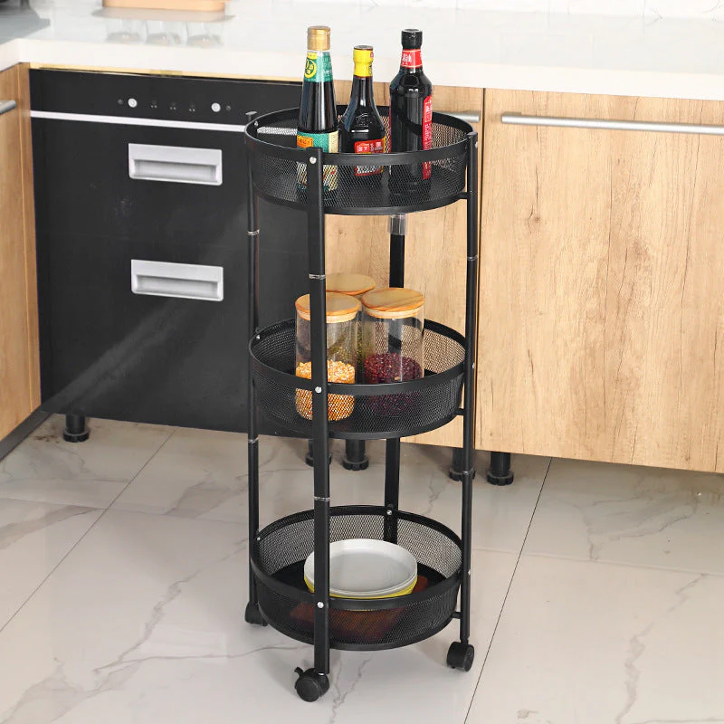 Organizador de Metal Negro para Cocina Multiuso con Rueditas 87cm LHC-9814