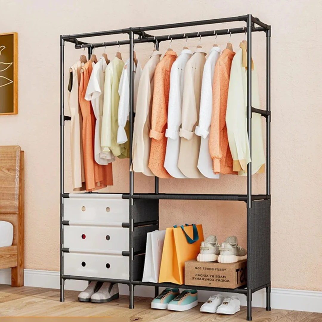 Perchero Tendedero de Ropa con Gavetas Multifuncional Moderno 188x103x41cm NS440259