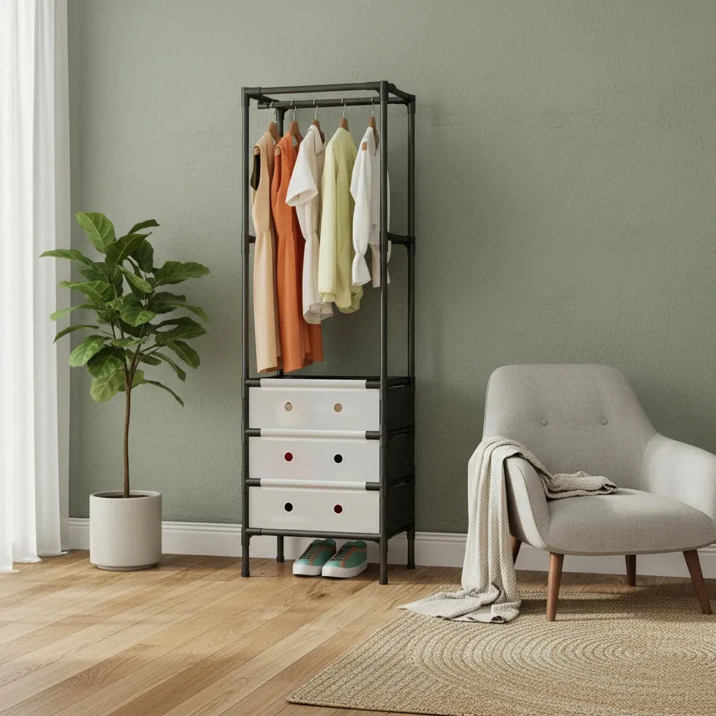 Perchero Tendedero de Ropa con Gavetas Multifuncional Moderno 188x41x41cm NS440258
