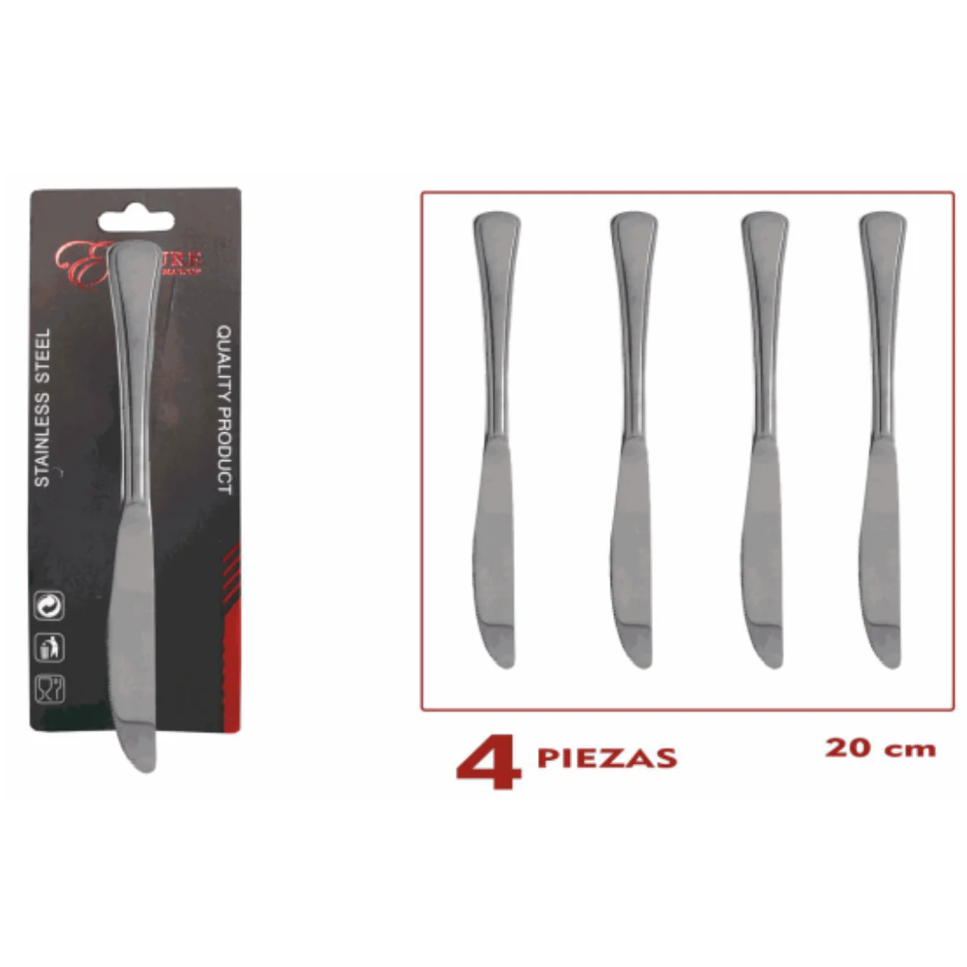 Set de 4 Cuchillos de Mesa en Acero Inoxidable 20cm 87608