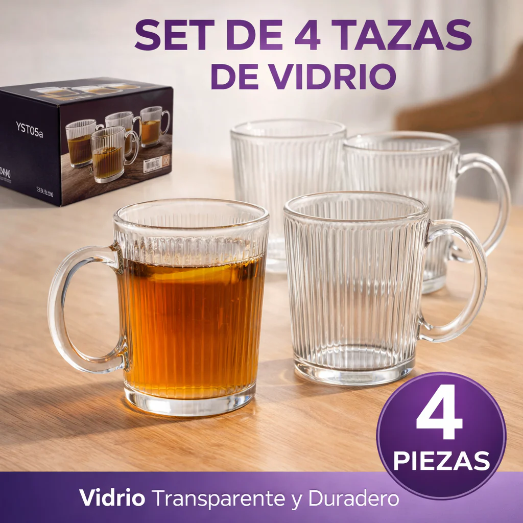 Set de 4 Tazas de Vidrio para Café 41125