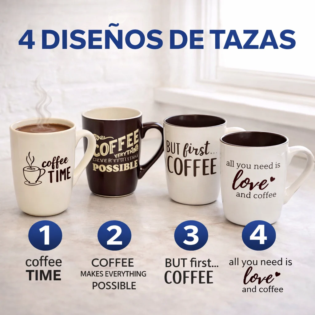 Taza de Cerámica 550ml para Café 4 Diseños BP-2519