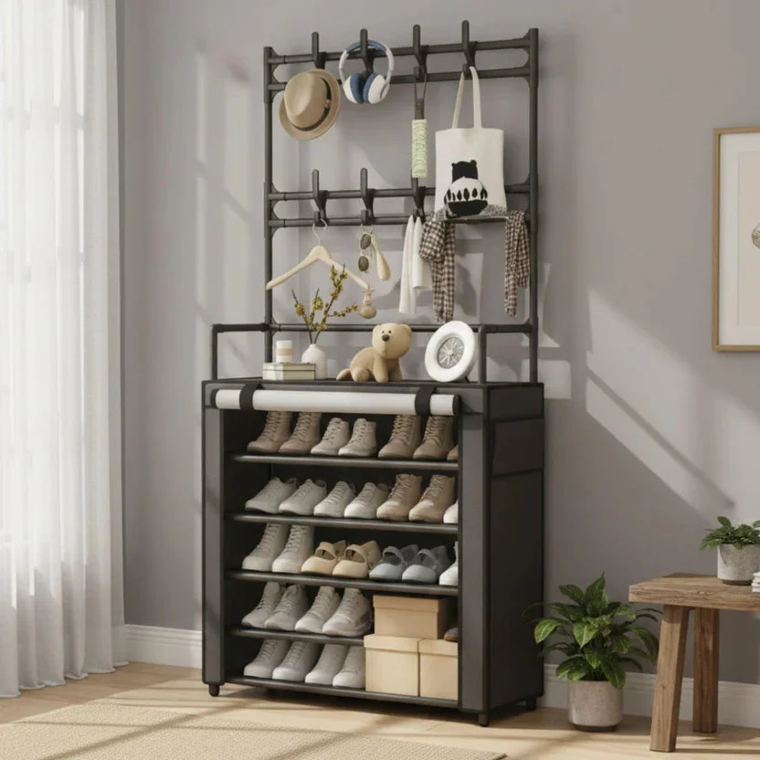 Zapatero Organizador Diseño Moderno Negro 154x80x30cm FSK10953