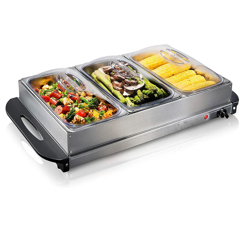 Chafing Dish con Placa Calefactora Eléctrico 3 Compartimentos HVB-300 Buffet. - Image 2