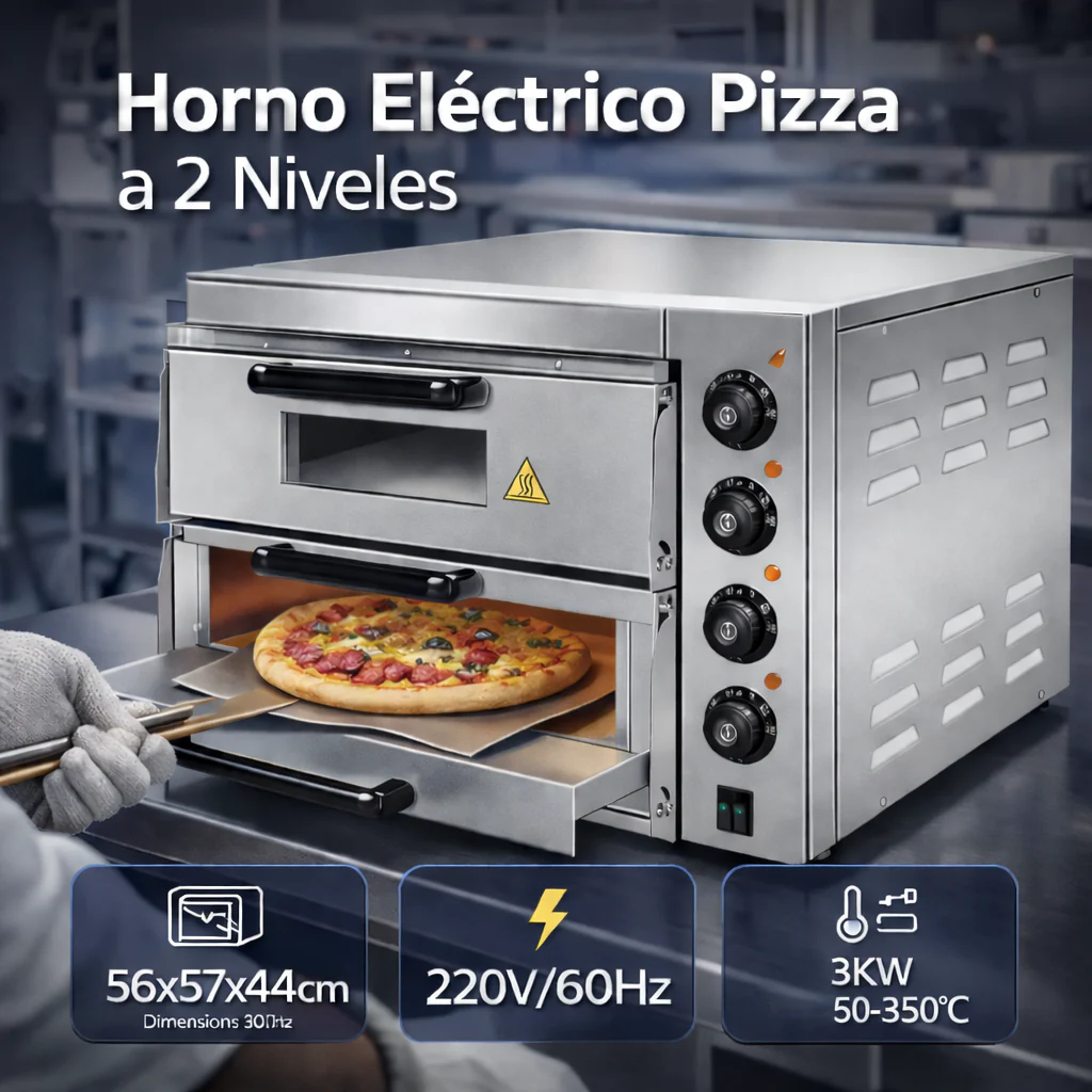 Horno Eléctrico para Pizza de 2 Niveles 220V/60Hz HEP-2ST