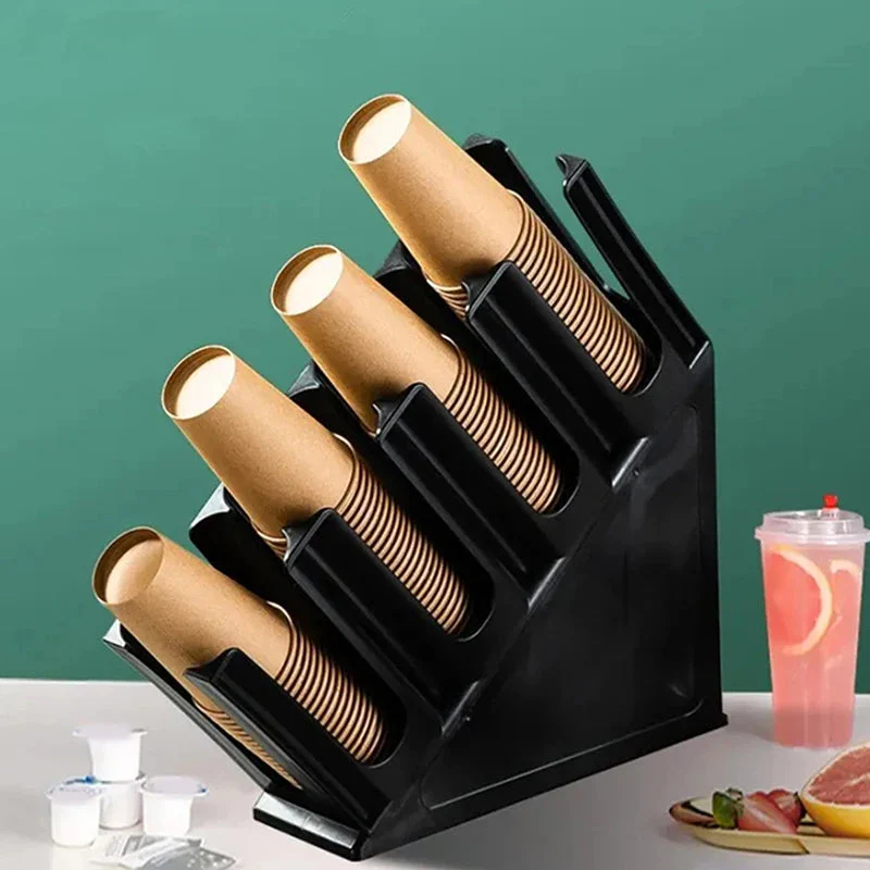 Organizador de Vasos Plásticos de 4 Compartimientos Negro HVB-B3001 Dispensador de vasos. - Image 2