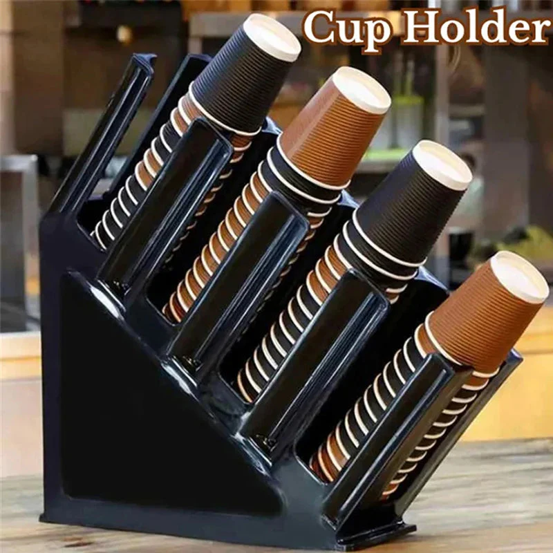 Organizador de Vasos Plásticos de 4 Compartimientos Negro HVB-B3001 Dispensador de vasos. - Image 4