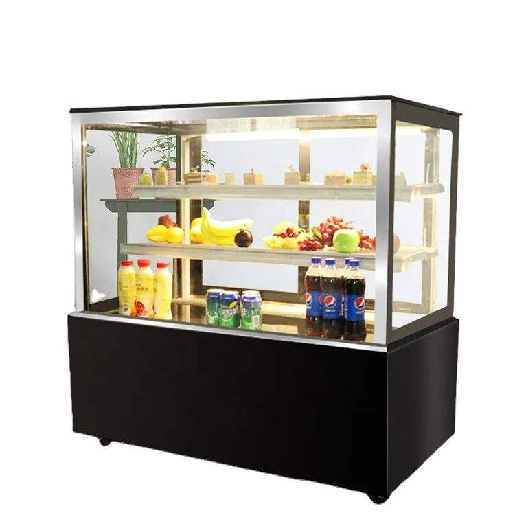 Vitrina Refrigeradora Negro para Dulce 120x120x66cm 110V HVB-4R Pasteles. Pastel.